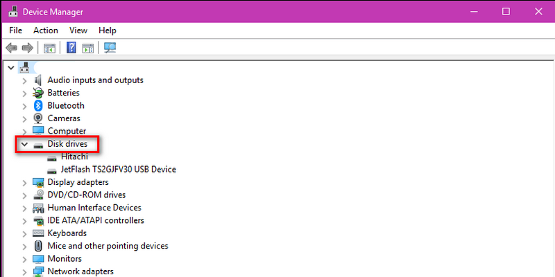 Thereafter, a Device Manager window will appear on the display, move to ‘Disk drives’ section and click on the arrow button to expand the drives.