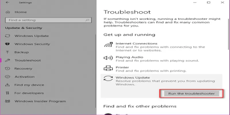 ind the ‘Run the troubleshooter’ button, click on it