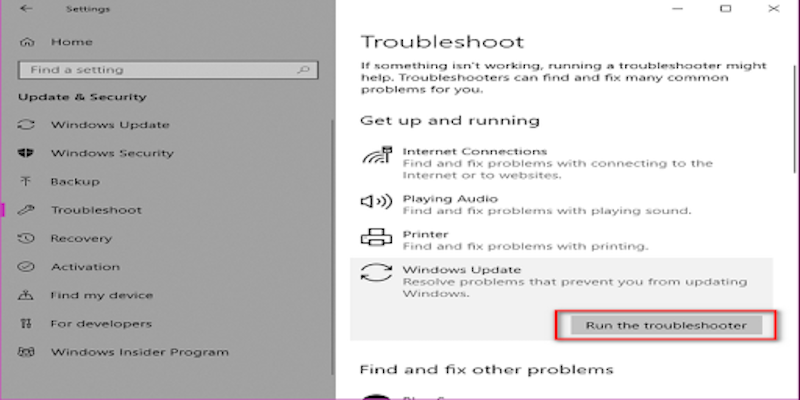 ind the ‘Run the troubleshooter’ button, click on it