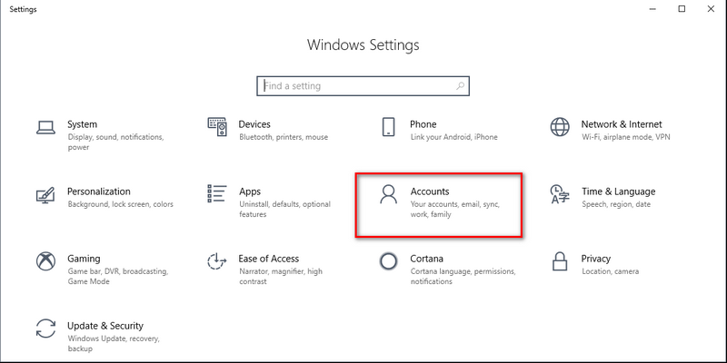 select ‘Accounts