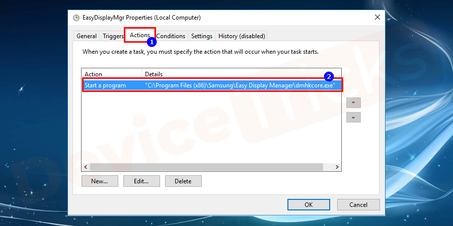 Now go inside the Actions tab and double click on Start a program file.