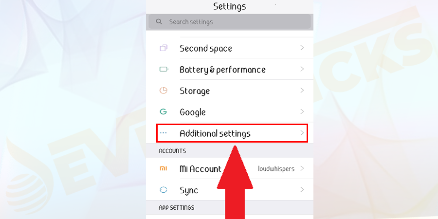 Tap on additional settings (this may vary according to your mobile).
