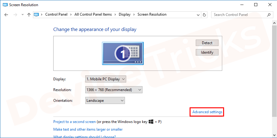 And then, click on the Advanced button.