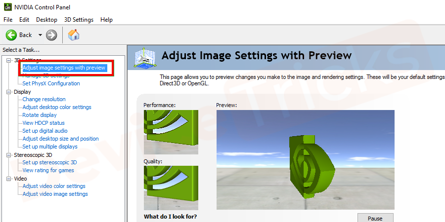 Then go to Adjust image settings with preview.