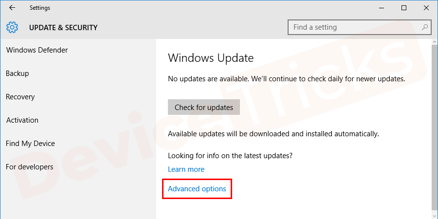 select ‘Advanced options’