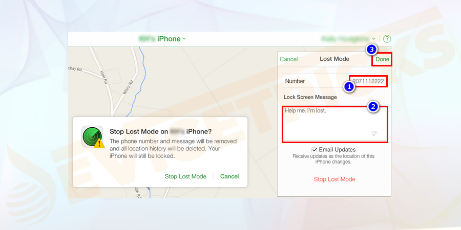 After entering the mobile number and message, click on the Done button.