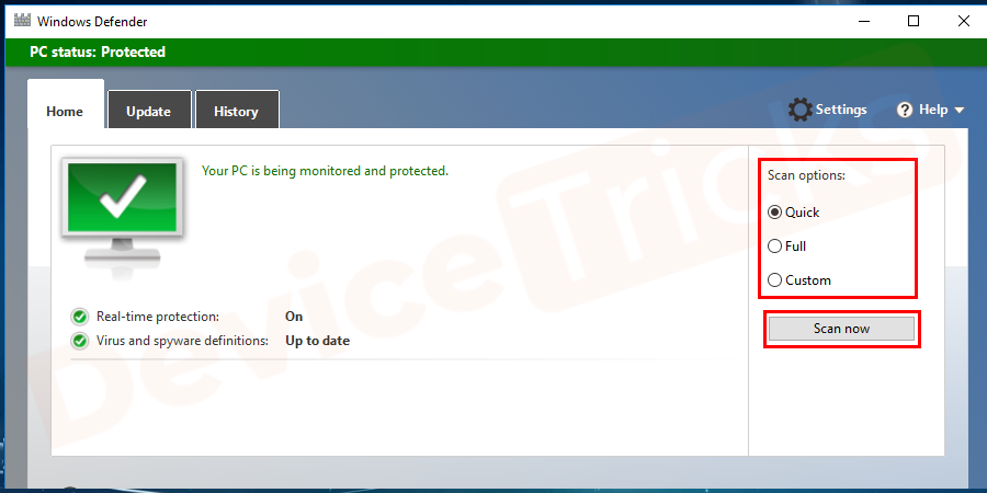 Launch the antivirus software and go to the scan option