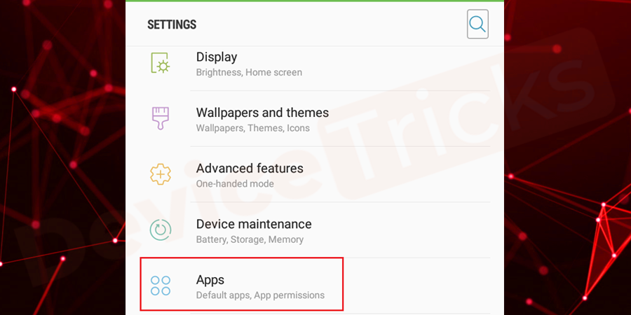 After completing the above step, go back to the ‘Settings’ and tap on ‘Apps/Application Manager’.