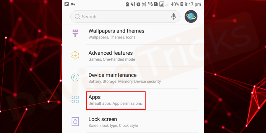 Now, tap on Apps/Application Manager.