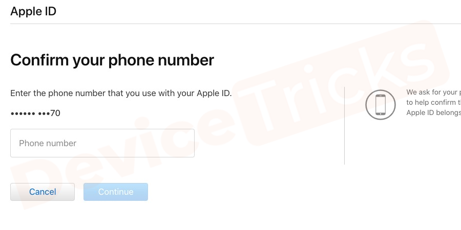 Enter the Apple id and the contact number to receive OTP.