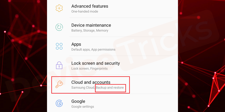 Here, you will get an option ‘Factory data reset’ or ‘Backup & Restore’; tap on it. Please make sure to take your phone backup before executing this setting.