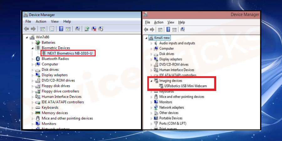 Navigate to the Biometric devices or imaging devices whose update is causing the error.