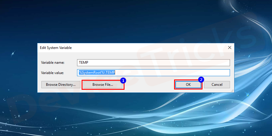 Now browse the location which you have created following the above steps and then press on the OK button.
