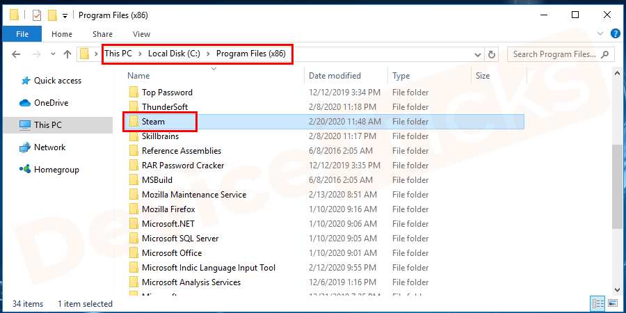  c:\Program Files (X86) \ Steam\