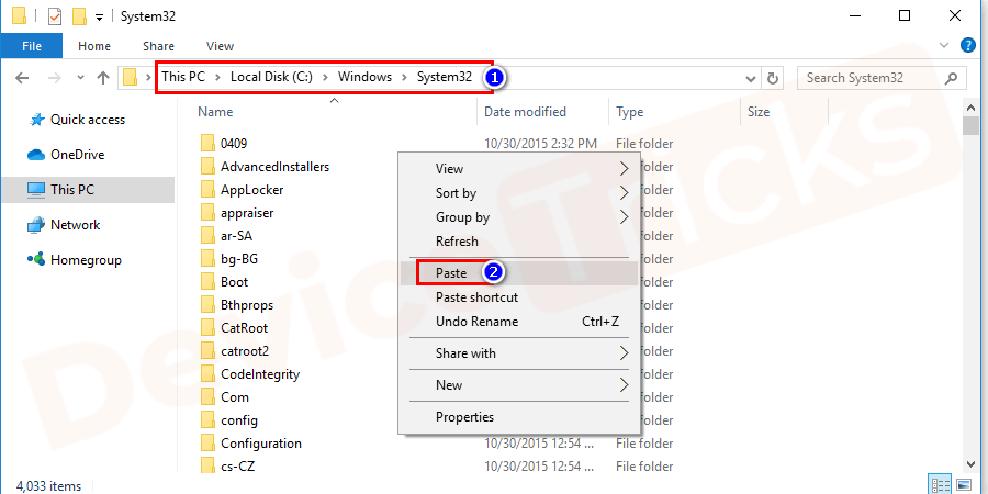 go to c: \ Windows \ System 32 directory and paste the file.
