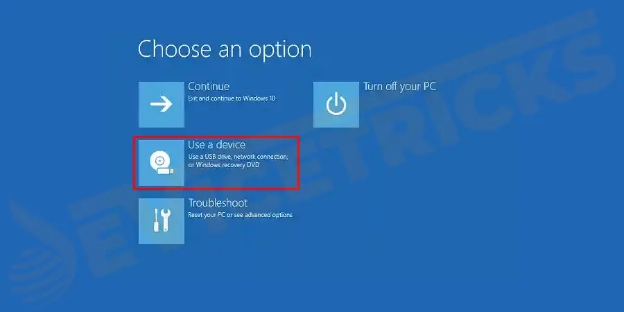 When you see on the screen ‘Choose an option' load the content from USB.