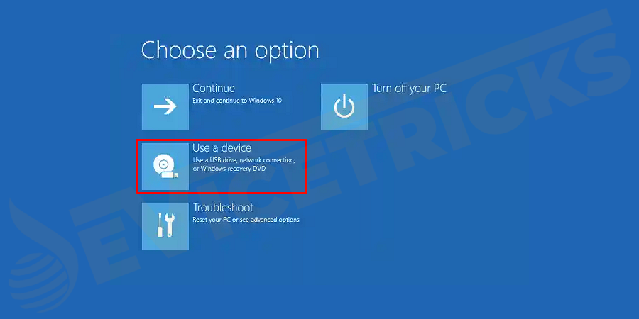 When you see on the screen ‘Choose an option' load the content from USB.