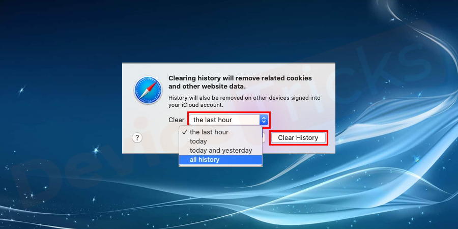 Then choose Clear History.