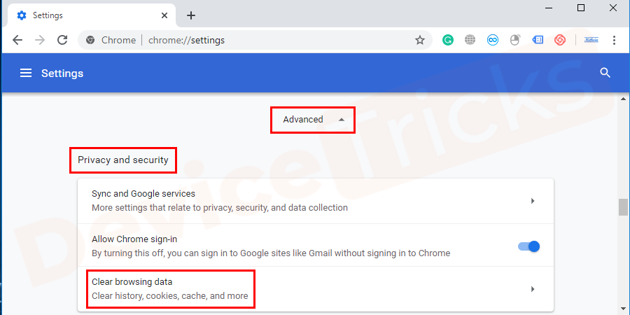 Under the privacy & security category, you will find clear browsing history option. Click on it.