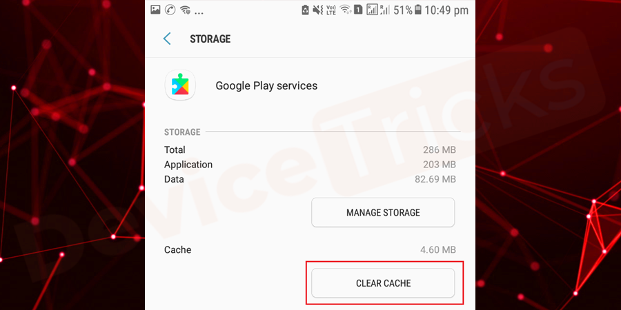 Further tap on ‘Clear Cache’.