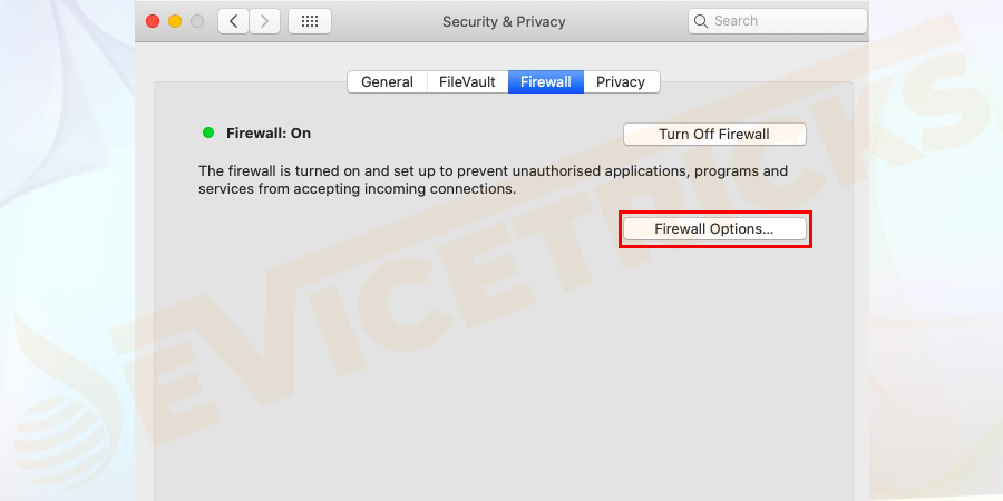 Click on the Firewall Options.