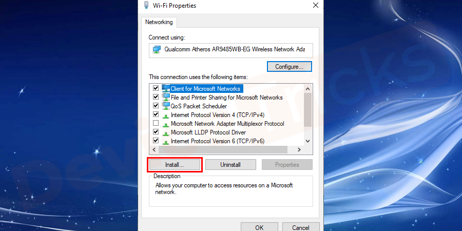 Click on the Install button.
