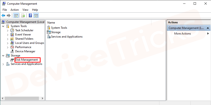 Now click on the Disk Management option.