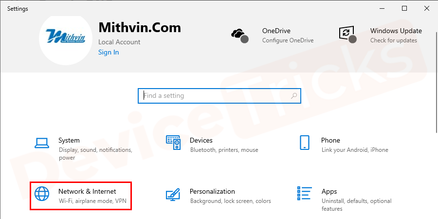 Press Windows+I keys to Open Network & Internet Settings.