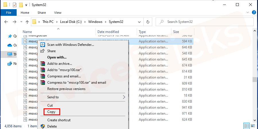 Copy the MSVCR71.dll file and save it to any external hard drive or a flash drive.