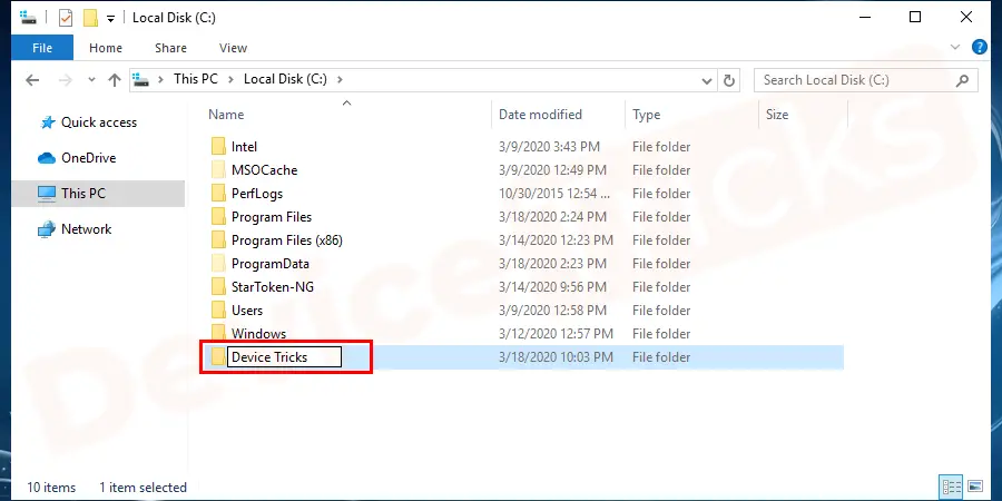 Go to the default drive, it is usually ‘C’ drive. Now, create a folder and name it as per your wish.