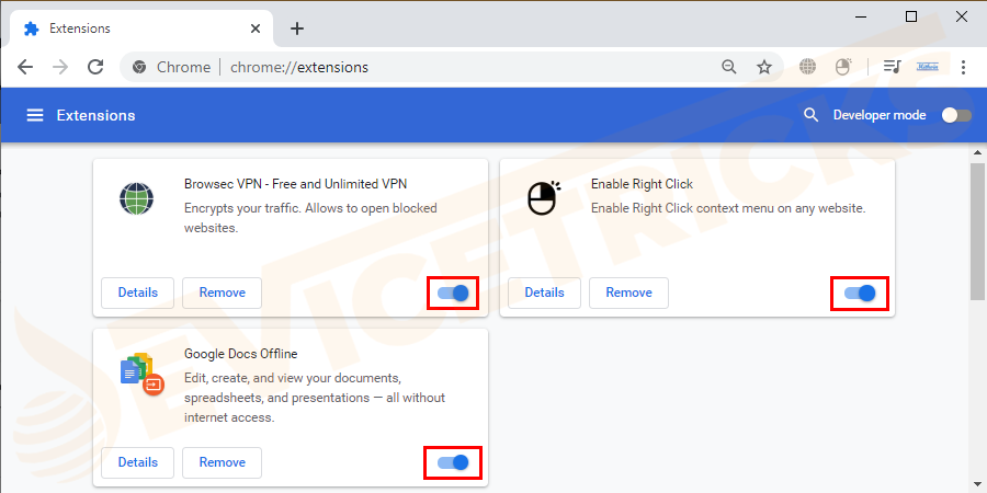 Disabilita tutte le estensioni e chiudi il browser Chrome.