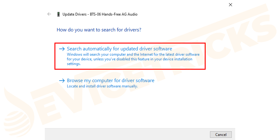  Cliquez sur Rechercher automatiquement le logiciel de pilote mis à jour. Attendez la fin du processus et suivez les instructions à l'écran pour mettre à jour le pilote.