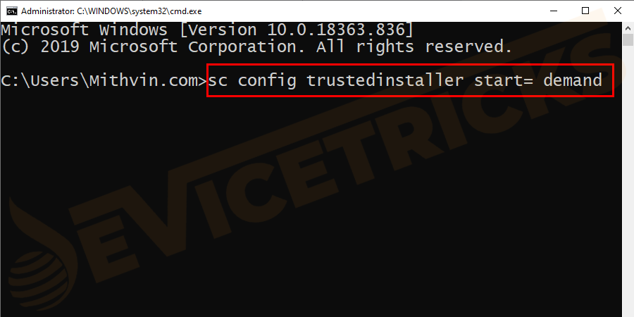 sc config trustedinstaller start= demand