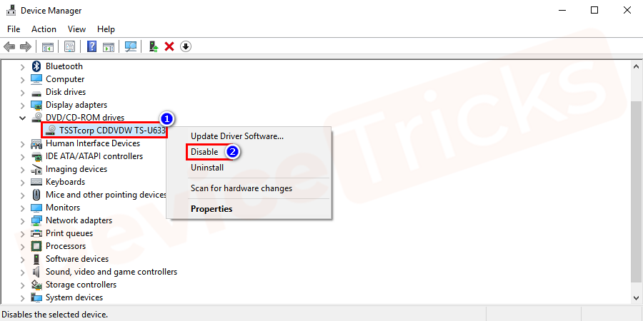 Now right-click on it and select Disable device.