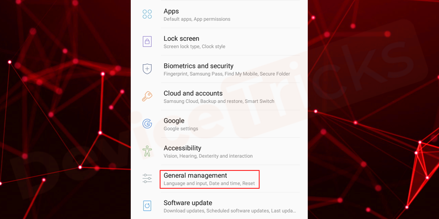 In the list of featured applications, navigate to the General Management.