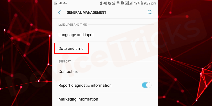 for ‘Date and Time’ and tap on it to access the features.