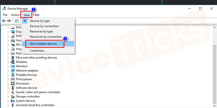 Show hidden devices