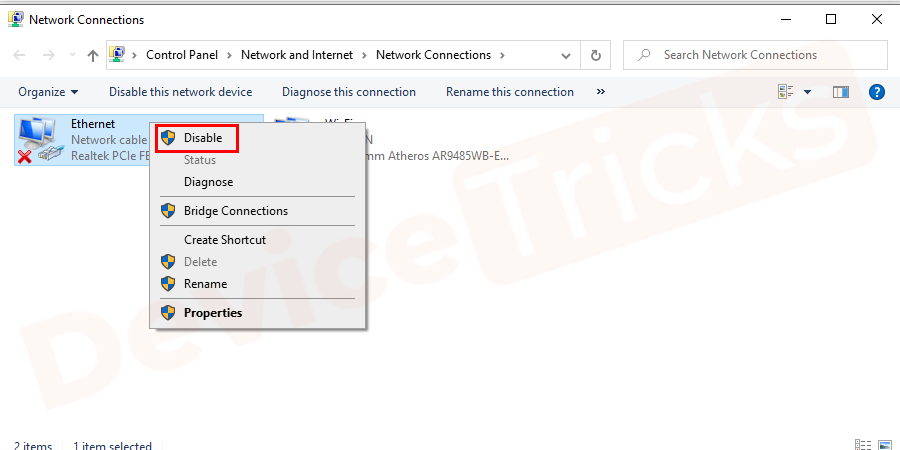 Right-click on it and choose the disable option.