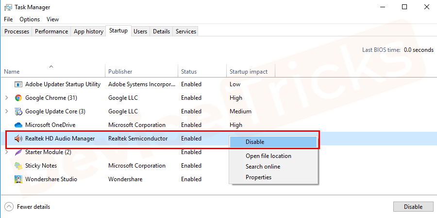 get the list of Startup applications and your task is to disable them one by one