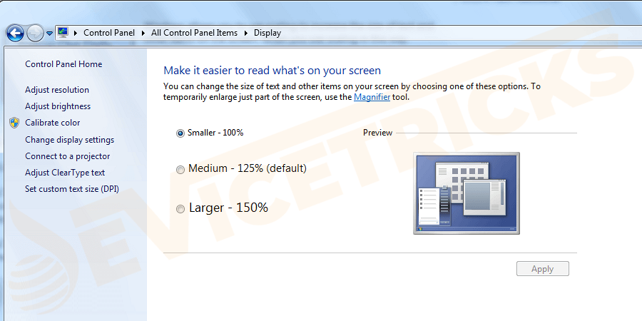 Click on Display Quality and type the admin password when prompted.
