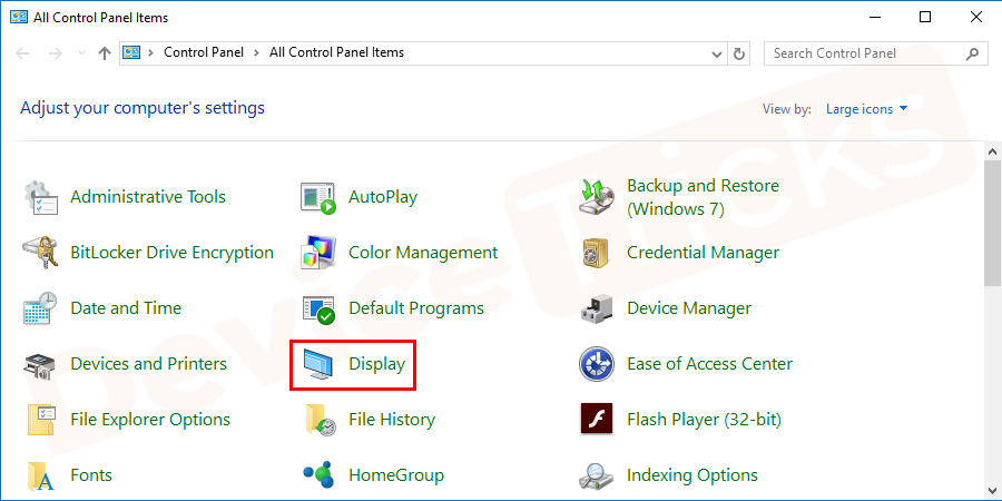 Tap on Display option.