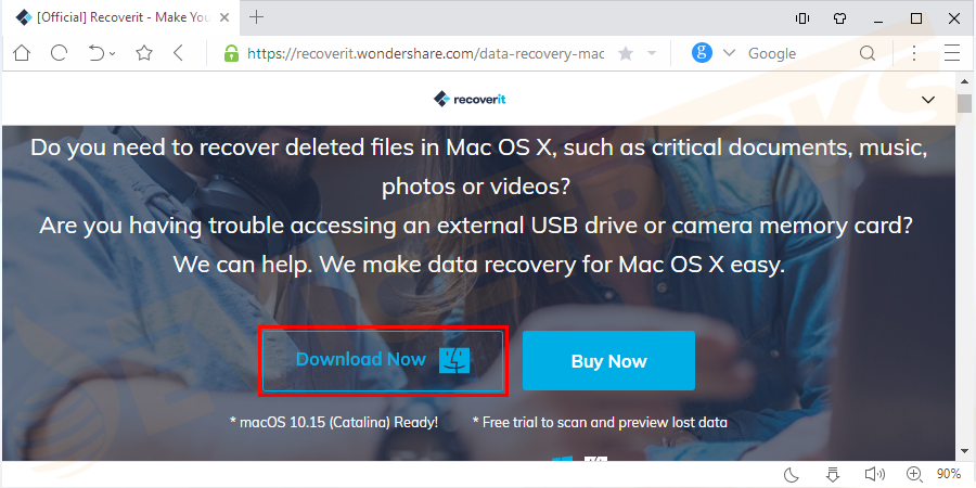 Download the Wondershare Data Recovery software for Mac. Once you download the software, install it in your system.