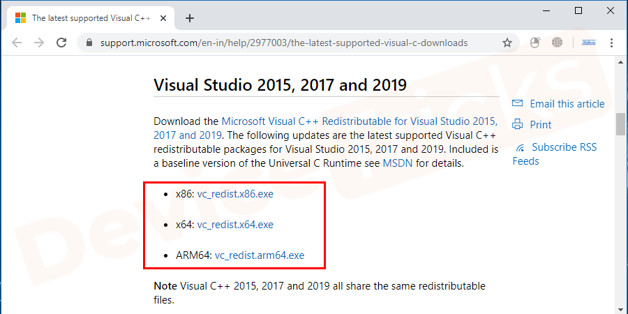 You have to download the latest C++ redistributable package.