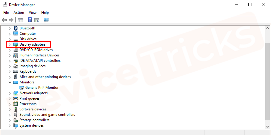Move to the section ‘Display adapter’