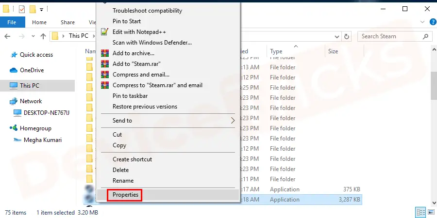 Now navigate for the WOW.exe file and after getting it, right-click on it and select ‘Properties’.