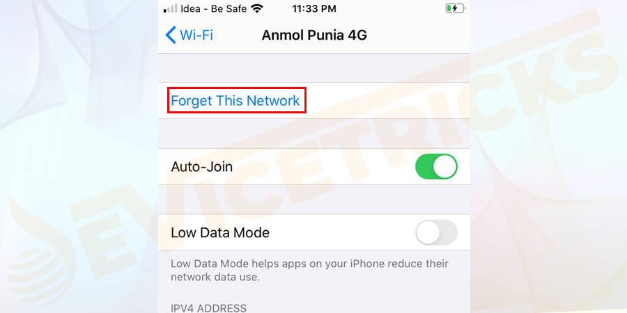Now click on the option Forget this Network and press Confirm.