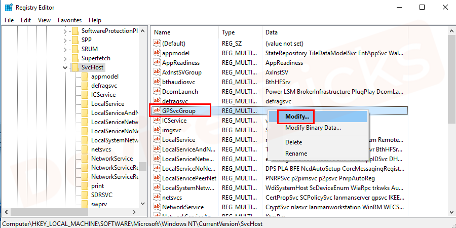 Now right-click on the created file and then choose to Modify.