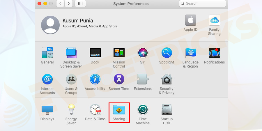 Go to the Sharing option.