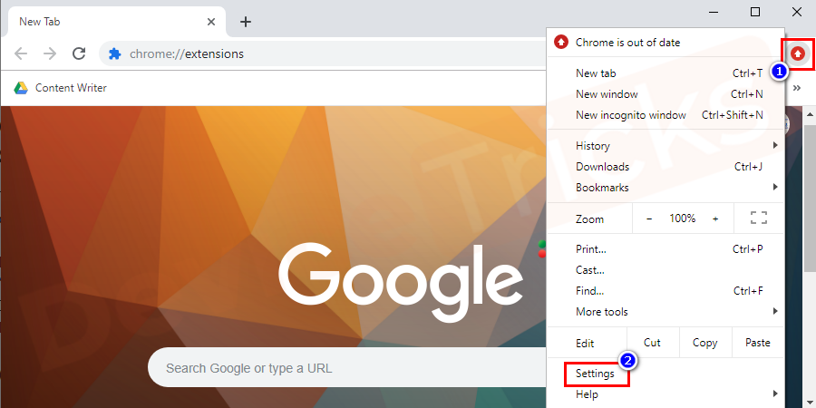 Select Settings. Its settings will be displayed in a new tab or window, depending on your configuration.