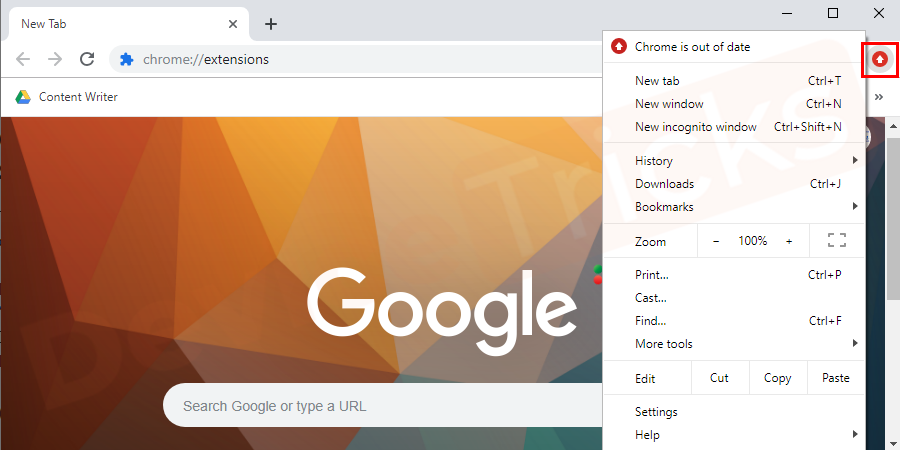 Click on the ‘more’ tab, symbolized with three vertical dots, and the same is located at the top-right of the page.